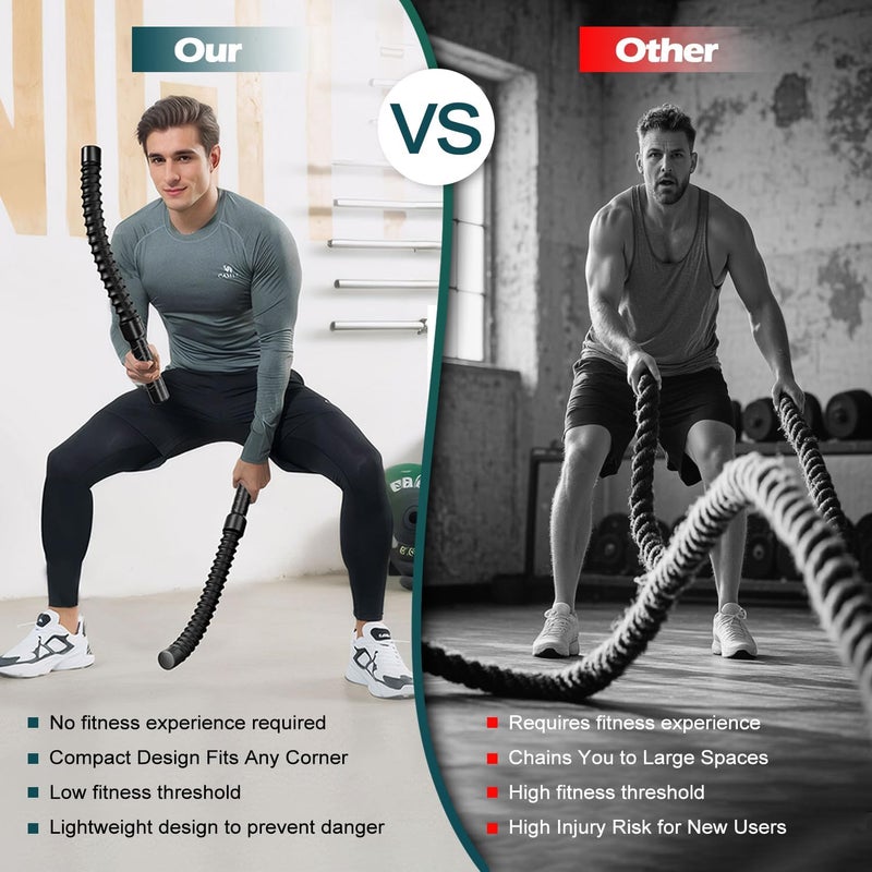 Rumexeng Ropeless Battle Ropes for Home Gym, Weighted Workout Cords for HIIT, Strength, and Low-Impact Cardio Training - Image 3